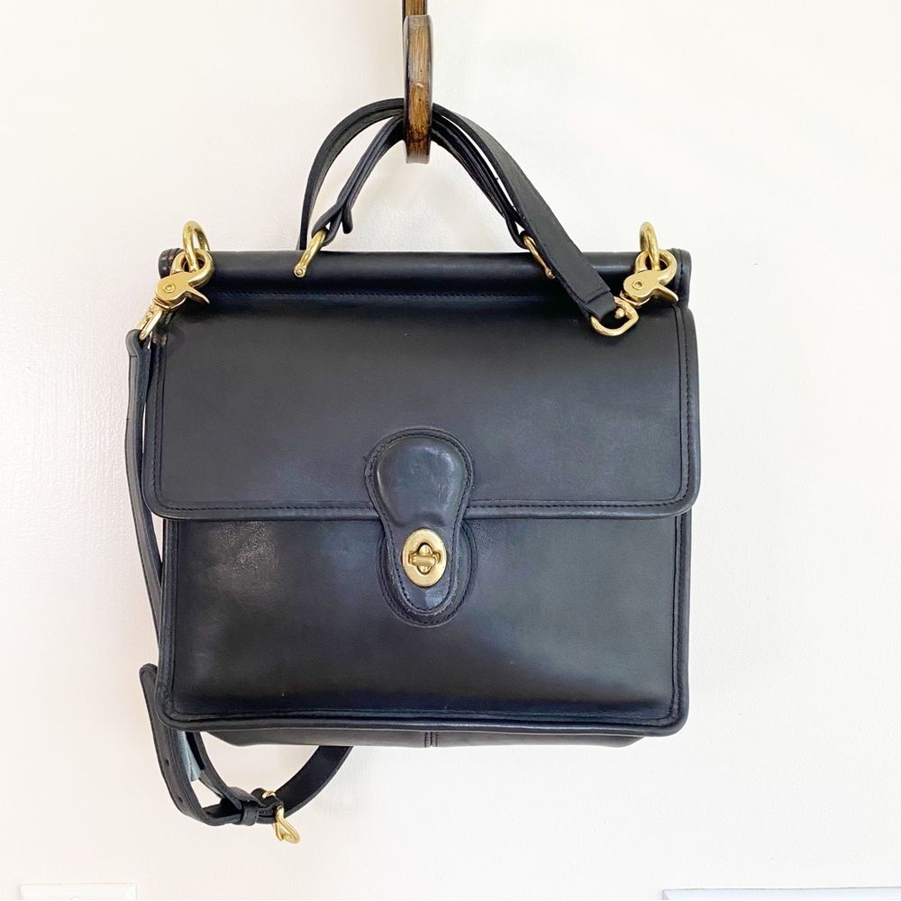 Coach Geniune 9927 Willis Black Leather Messenger Crossbody Bag